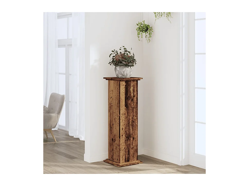 Support pour plantes vieux bois 33x33x100 cm bois d'ingénierie