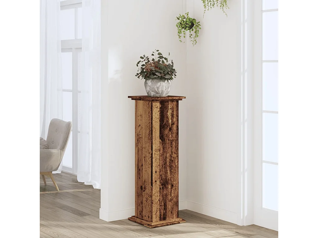 Support pour plantes vieux bois 33x33x100 cm bois d'ingénierie