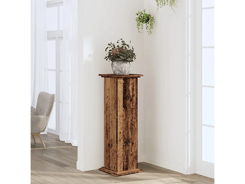 Support pour plantes vieux bois 33x33x100 cm bois d'ingénierie