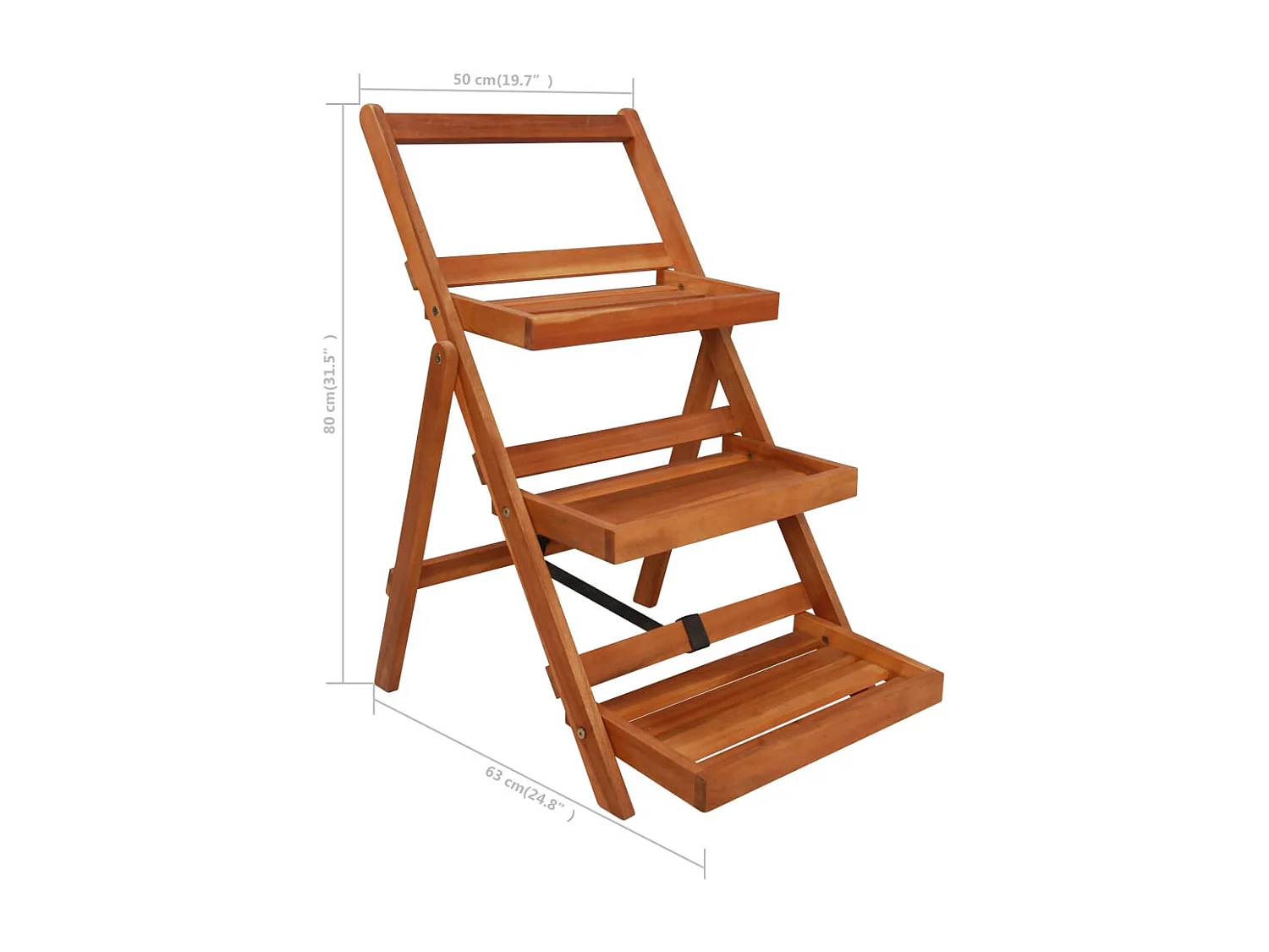 Support de jardinière à 3 niveaux 50x63x80 cm Acacia solide
