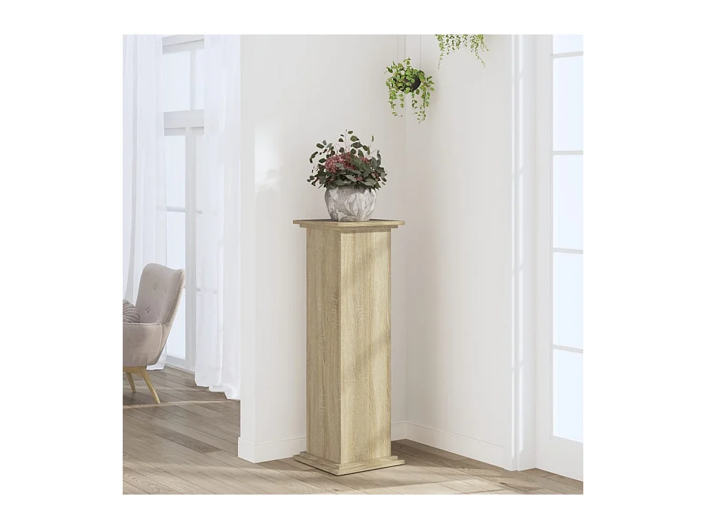 Support pour plantes chêne sonoma 33x33x100cm bois d'ingénierie