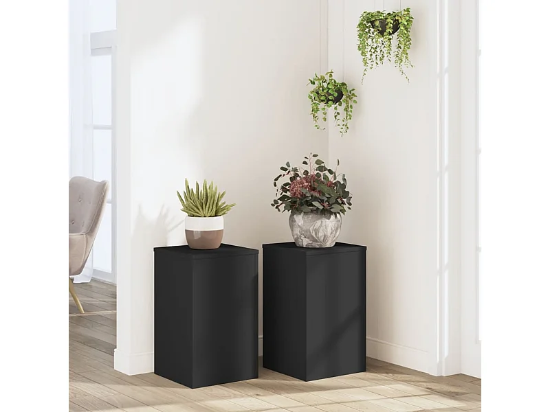Plantenstandaards 2 stuks zwart 30x30x50 cm bewerkt hout