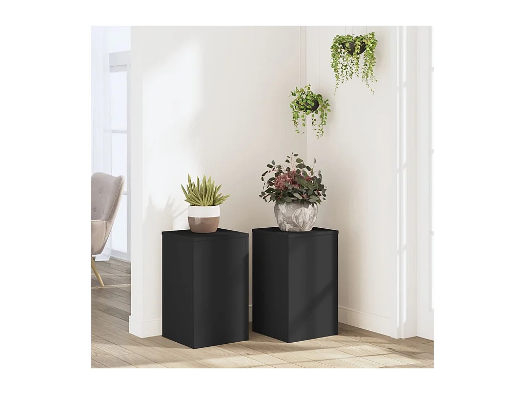 Plantenstandaards 2 stuks zwart 30x30x50 cm bewerkt hout