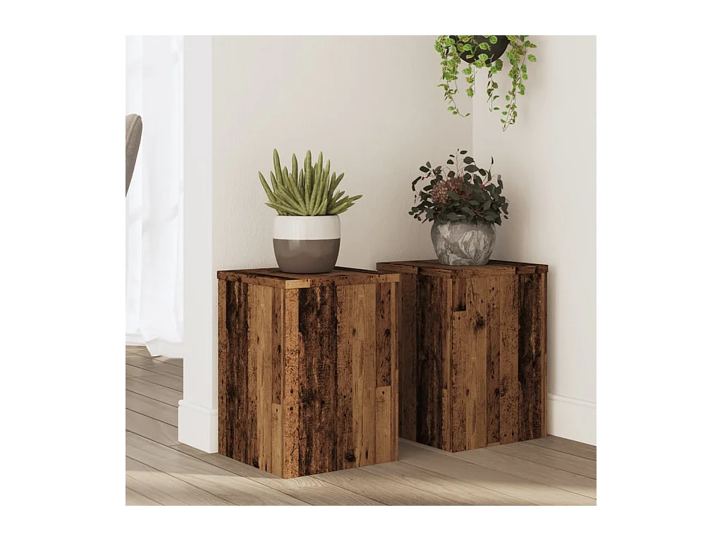 Soportes para plantas 2 piezas de madera vieja de ingeniería de madera
