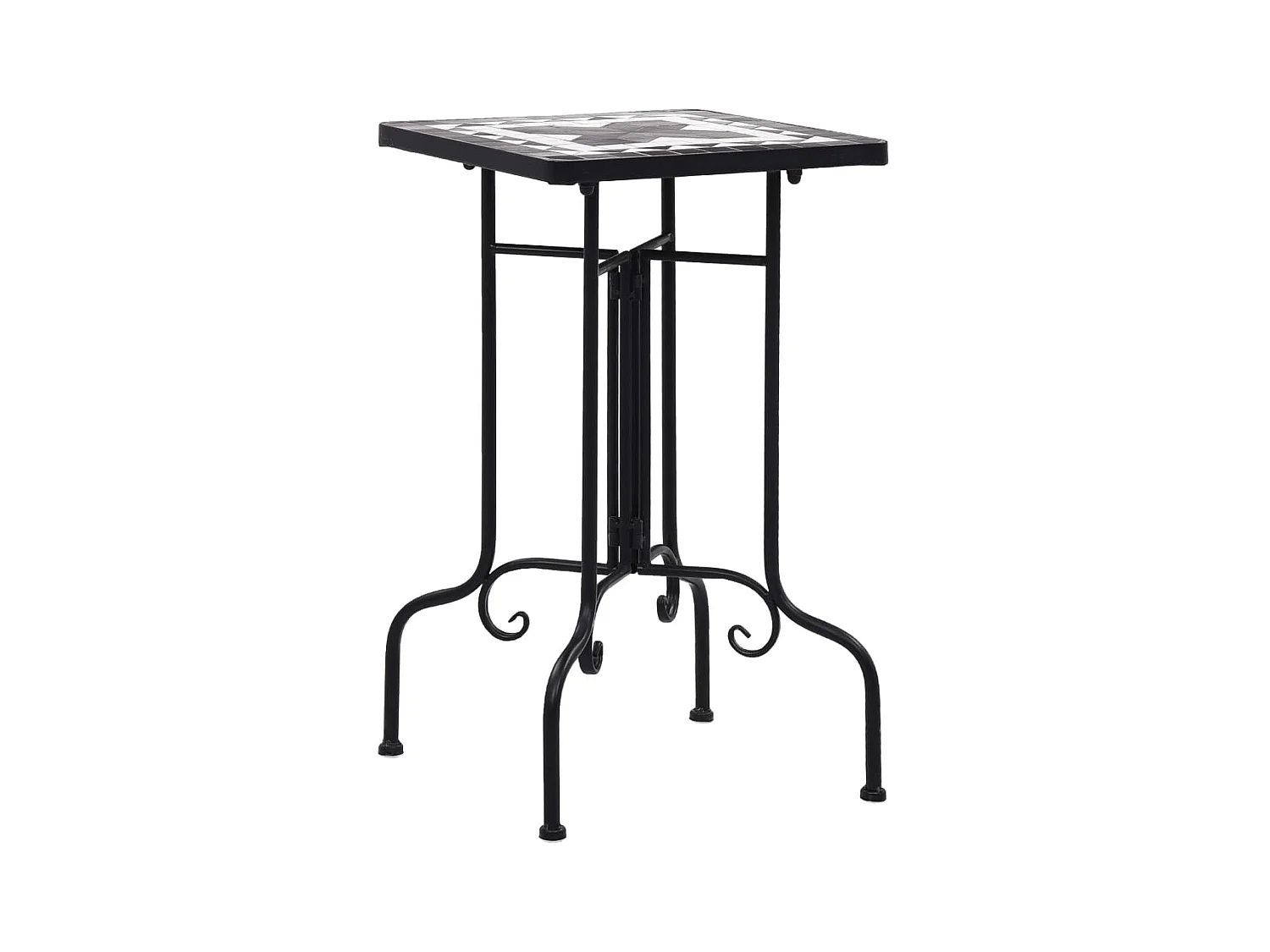 Tavolo da bistrot in mosaico bianco e nero in ceramica