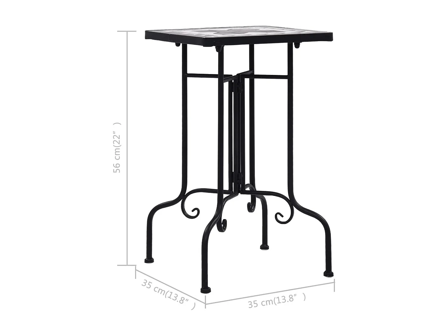 Table de bistro mosaïque noir et blanc Céramique