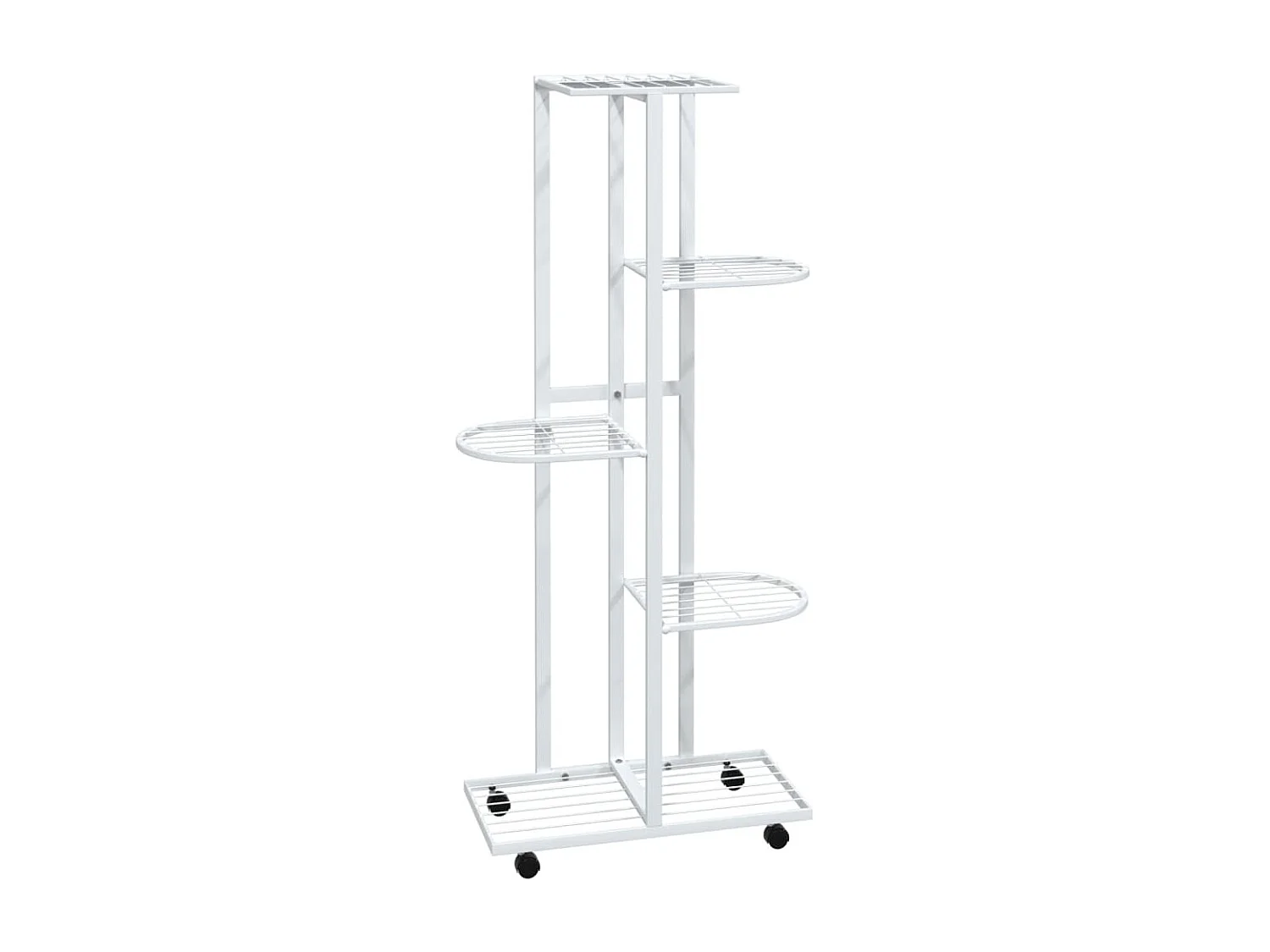 Jardinière à 5 niveaux avec roues 44x23x100 cm Blanc Fer