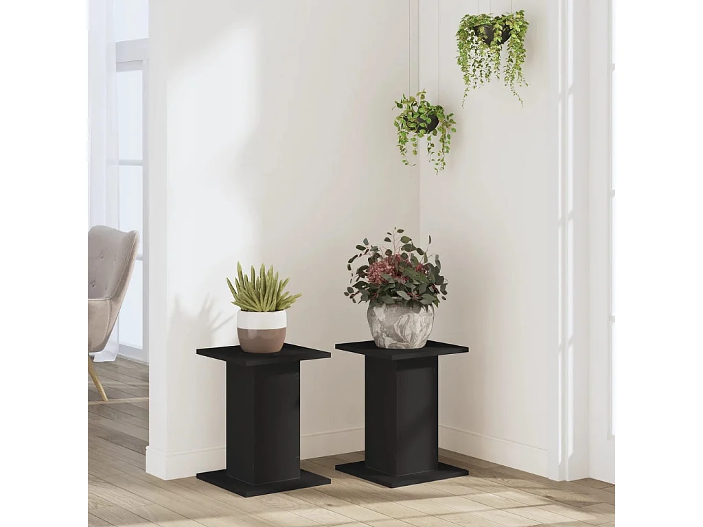 Supporti per piante 2 pezzi neri 30x30x40 cm in legno ingegnerizzato