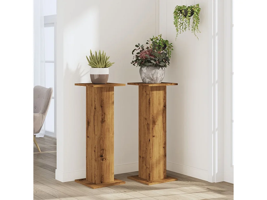 Supports pour plantes 2 pcs chêne artisanal bois d'ingénierie