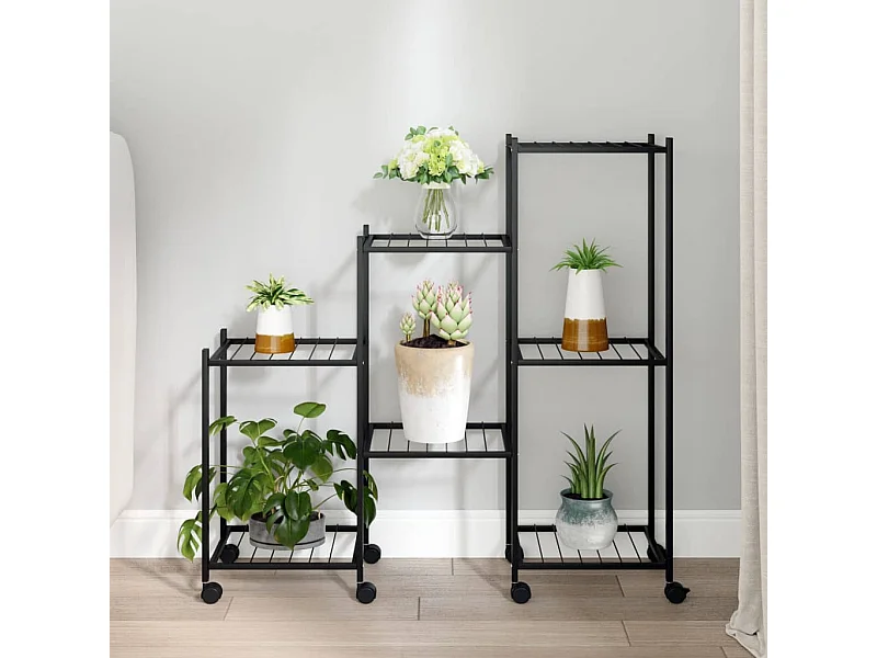 Jardinière avec roues 83x25x83,5 cm Noir Fer