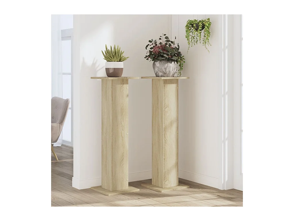 Soportes para plantas 2 piezas de madera de ingeniería de roble Sonoma