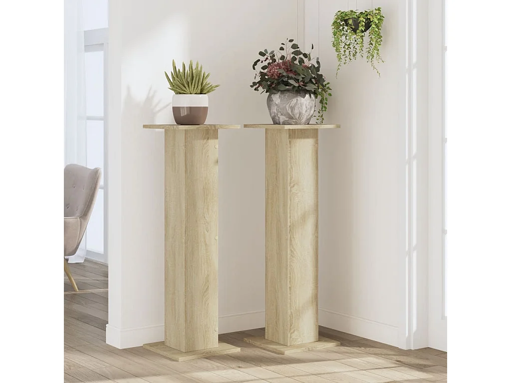 Supports pour plantes 2 pcs chêne sonoma bois d'ingénierie