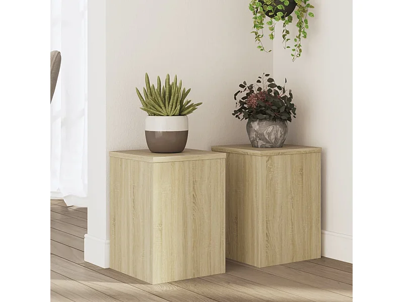 Soportes para plantas 2 piezas de madera de ingeniería de roble Sonoma