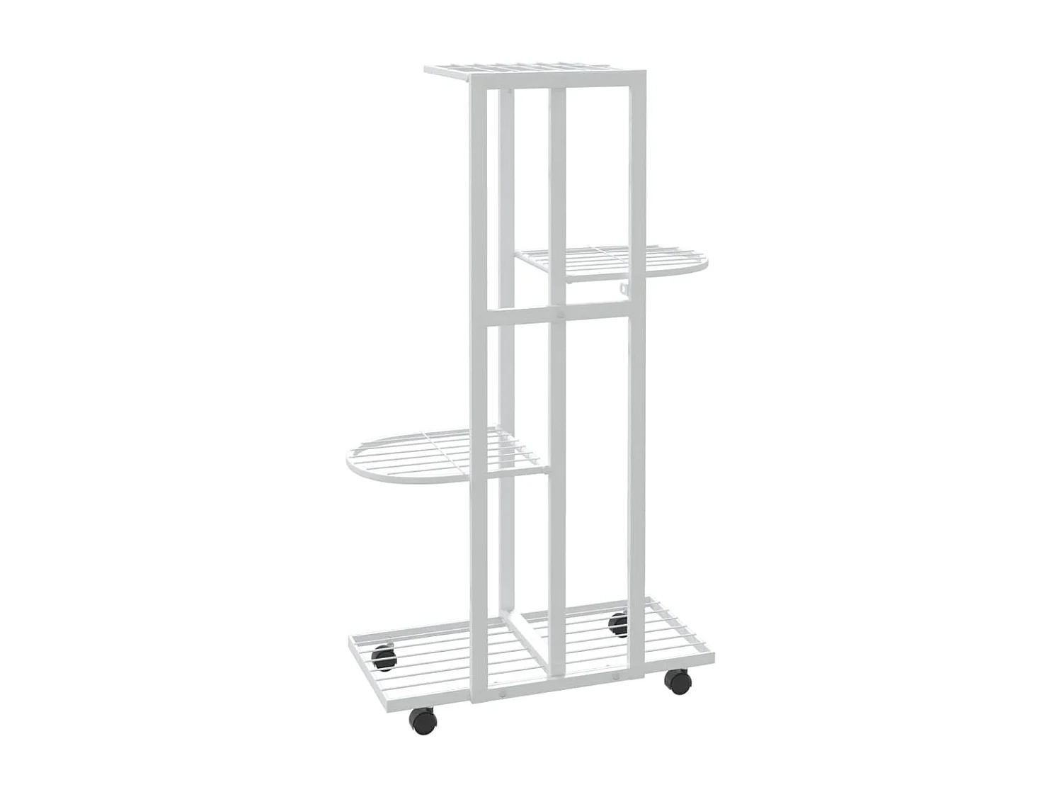 Jardinière à 4 niveaux avec roues 44x23x80 cm Blanc Fer