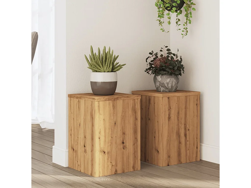 Soportes para plantas 2 piezas de madera de ingeniería de roble artesanal