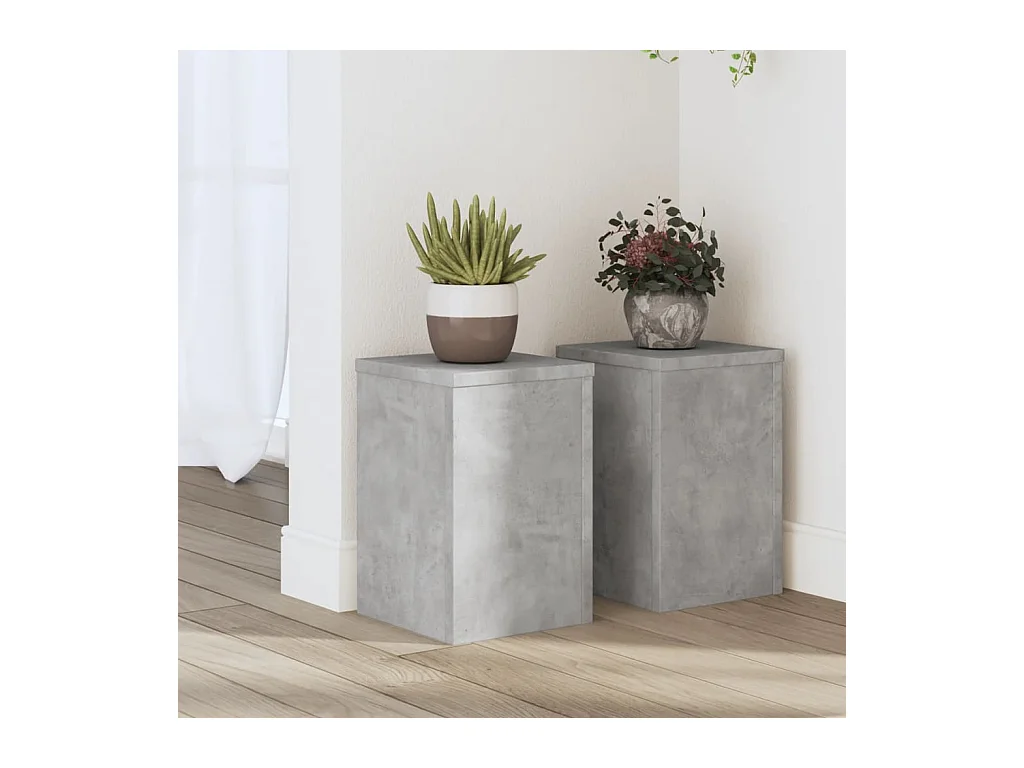 Supports pour plantes 2 pcs gris béton bois d'ingénierie