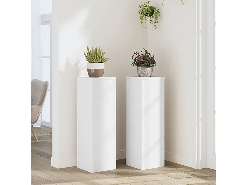 Soportes para plantas 2 piezas blanco 25x25x80 cm madera de ingeniería