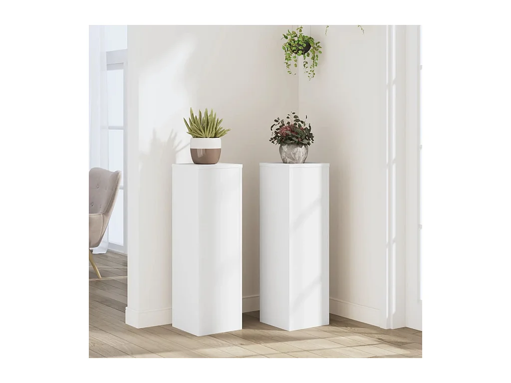 Supports pour plantes 2 pcs blanc 25x25x80 cm bois d'ingénierie