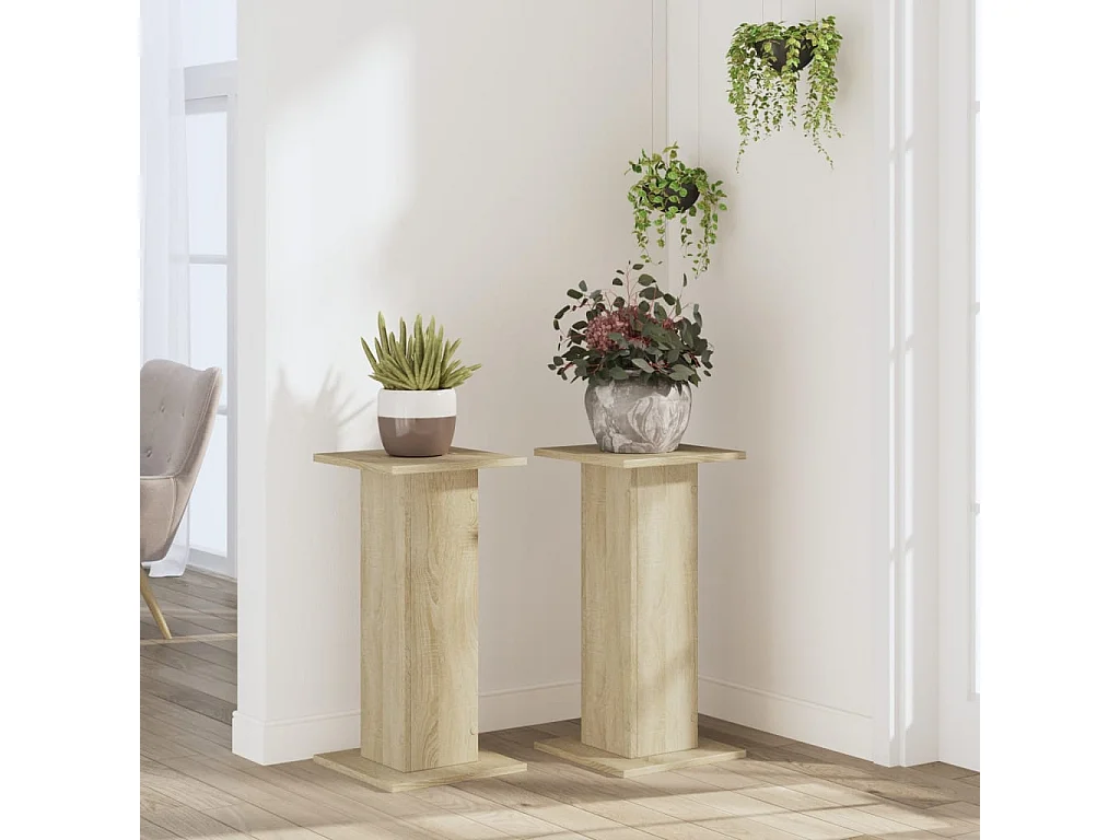 Soportes para plantas 2 piezas de madera de ingeniería de roble Sonoma