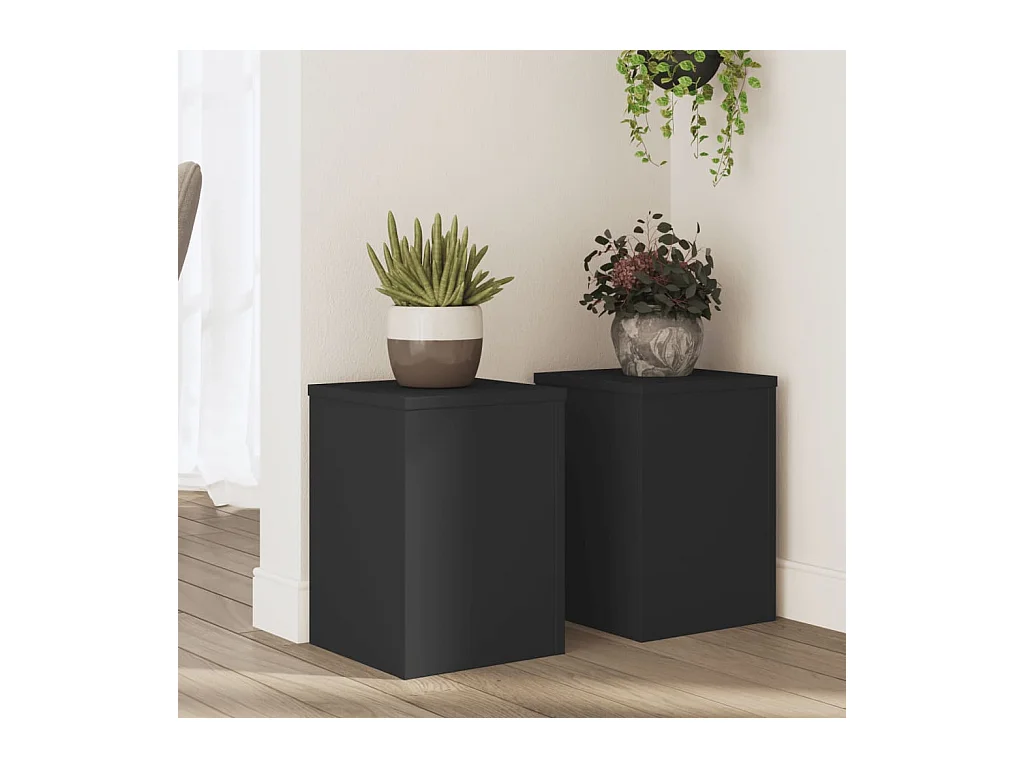 Plantenstandaards 2 stuks zwart 25x25x35 cm bewerkt hout