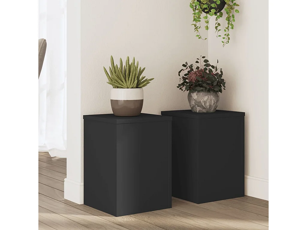 Plantenstandaards 2 stuks zwart 25x25x35 cm bewerkt hout