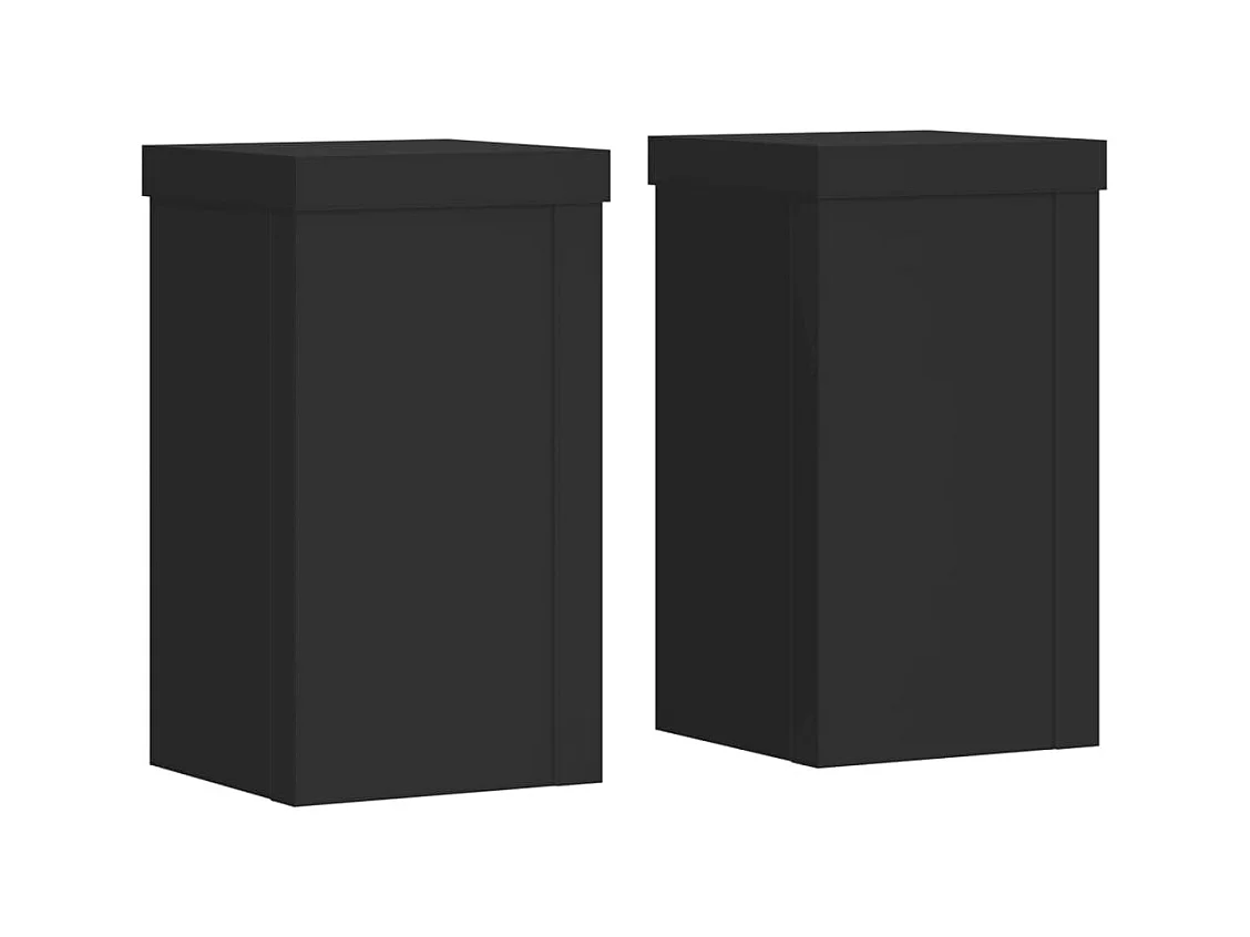 Plantenstandaards 2 stuks zwart 10x10x18 cm bewerkt hout