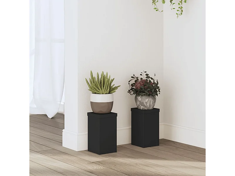 Supports pour plantes 2 pcs noir 10x10x18 cm bois d'ingénierie