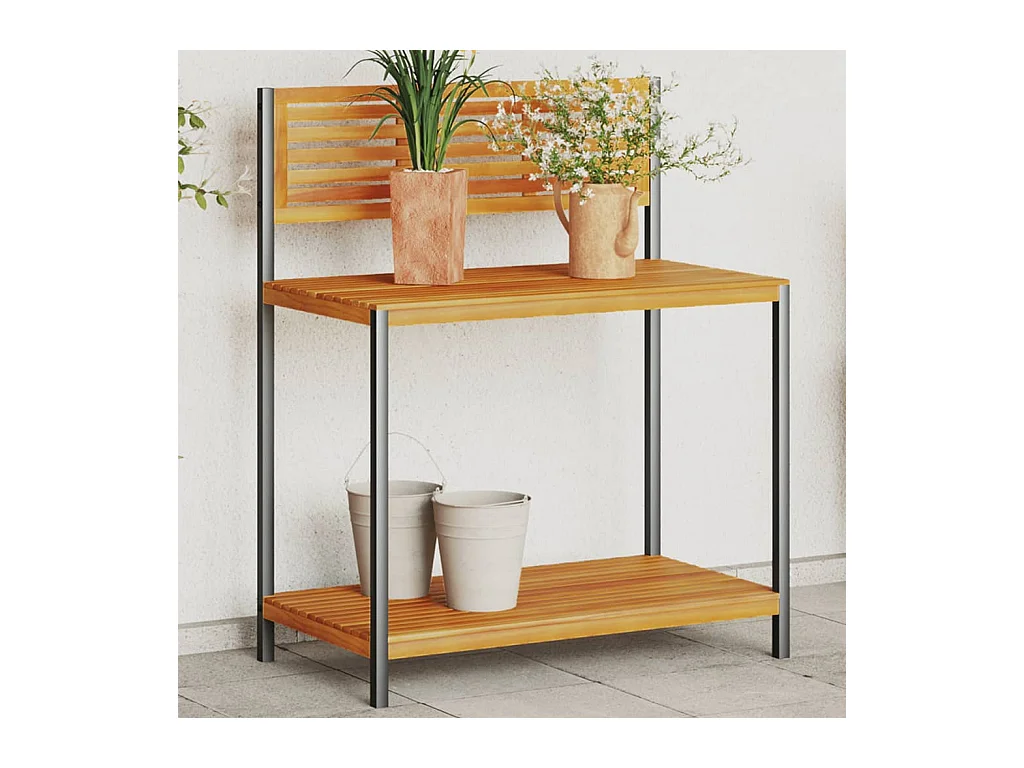 Table de travail de jardin bois d'acacia solide et acier