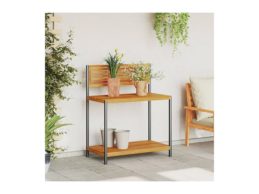Table de travail de jardin bois d'acacia solide et acier