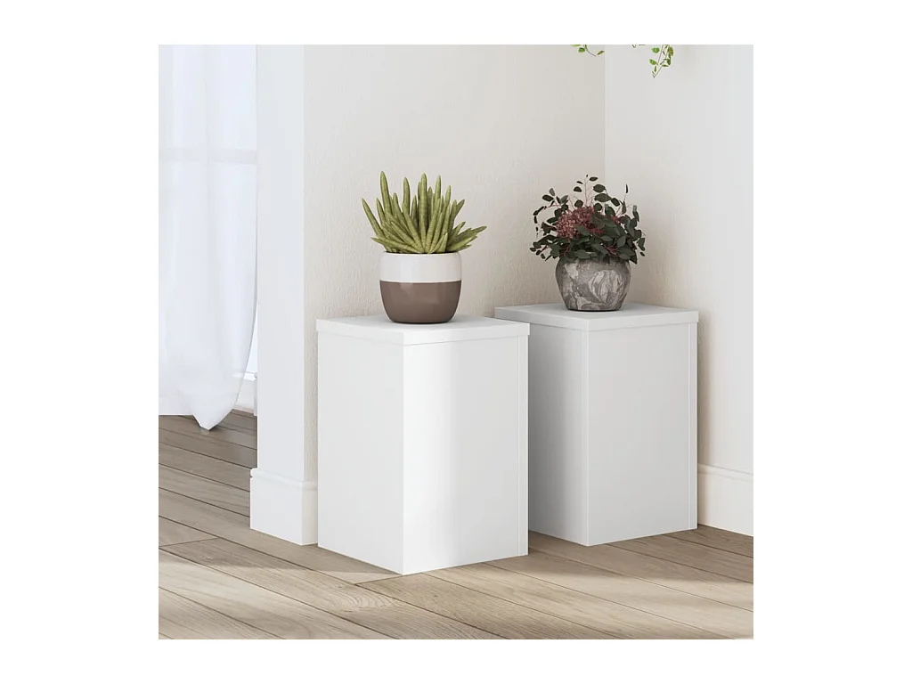 Plantenstandaards 2 stuks wit 20x20x30 cm bewerkt hout