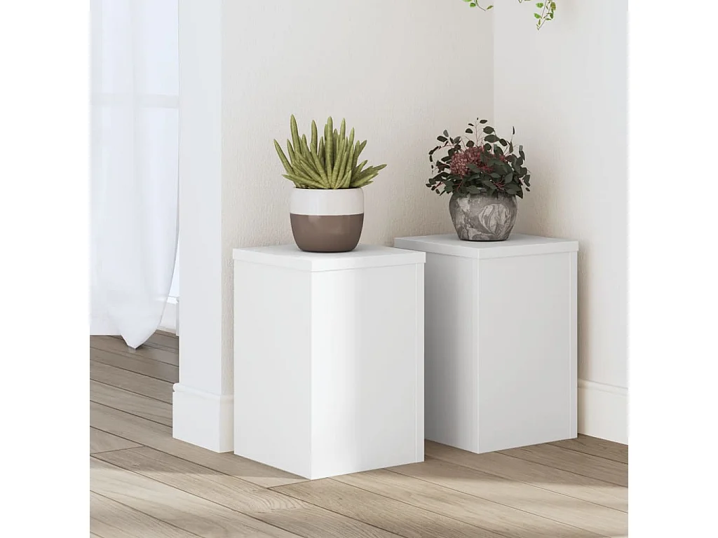 Plantenstandaards 2 stuks wit 20x20x30 cm bewerkt hout