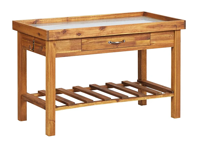 Mesa de jardín con tablero de zinc Madera maciza de acacia