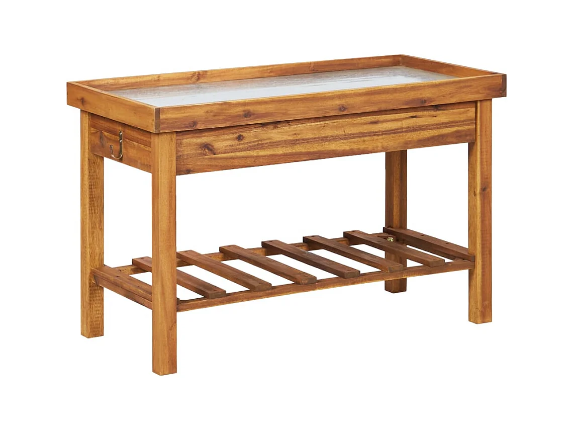 Table de jardin avec dessus en zinc Bois solide d'acacia