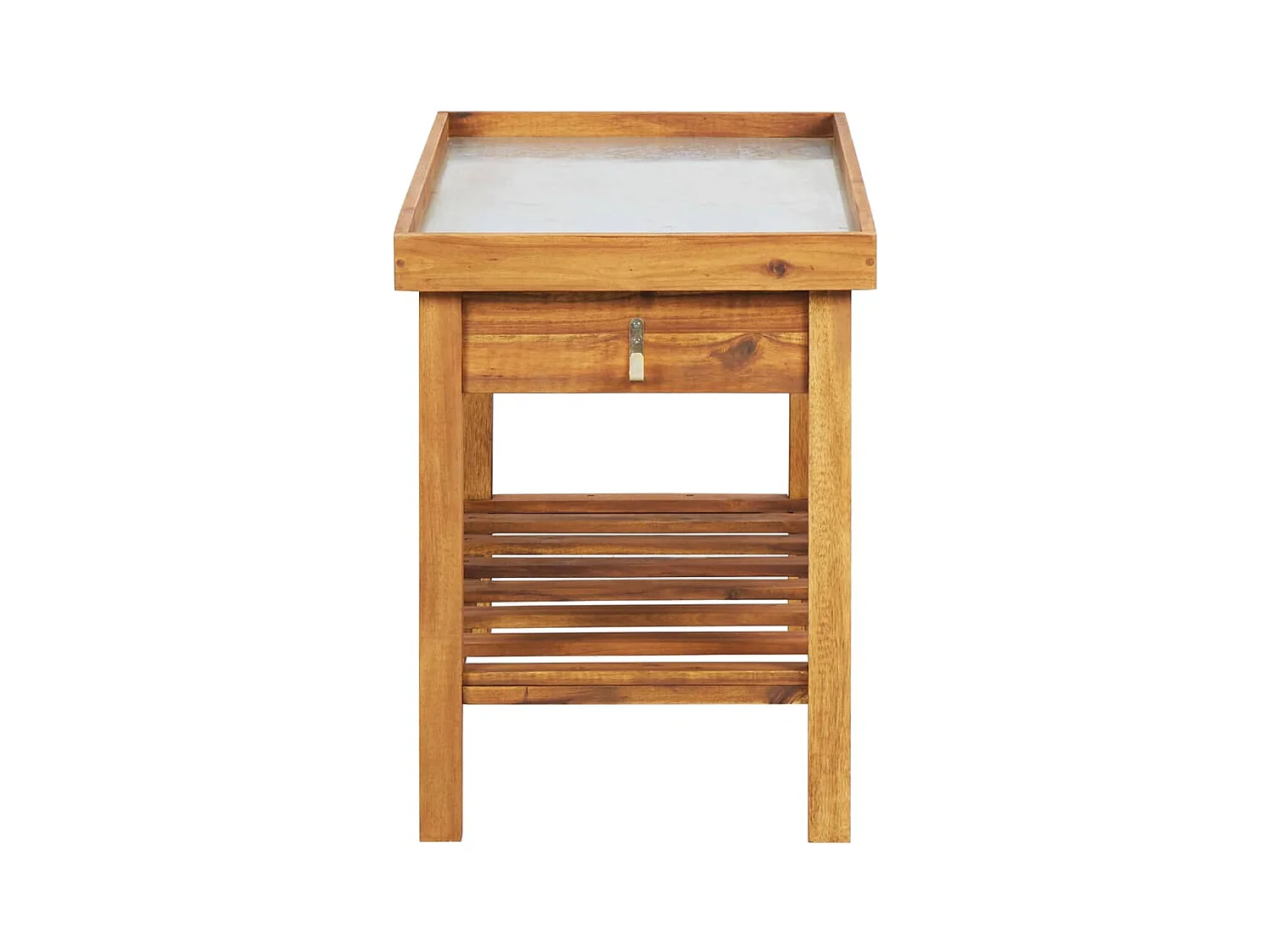 Table de jardin avec dessus en zinc Bois solide d'acacia