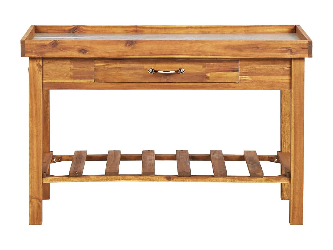 Tavolo da giardino con piano in zinco Legno massello di acacia