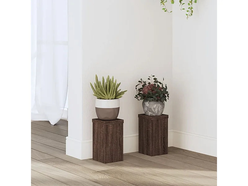 Plantenstandaards 2 stuks eikenbruin bewerkt hout