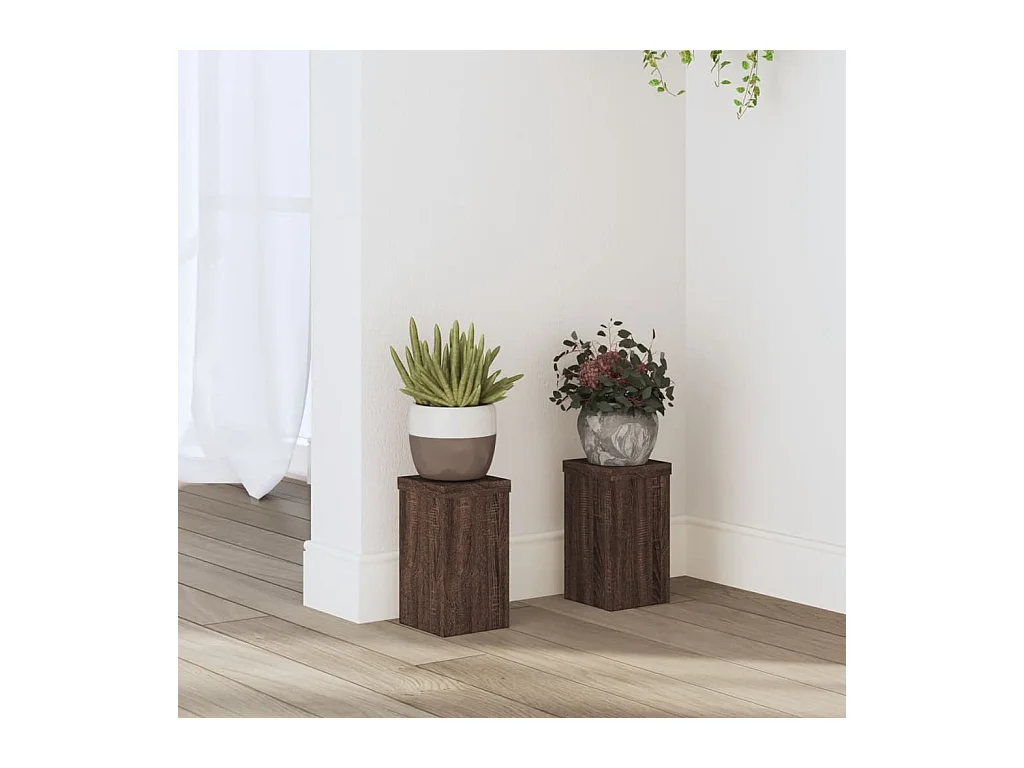 Plantenstandaards 2 stuks eikenbruin bewerkt hout