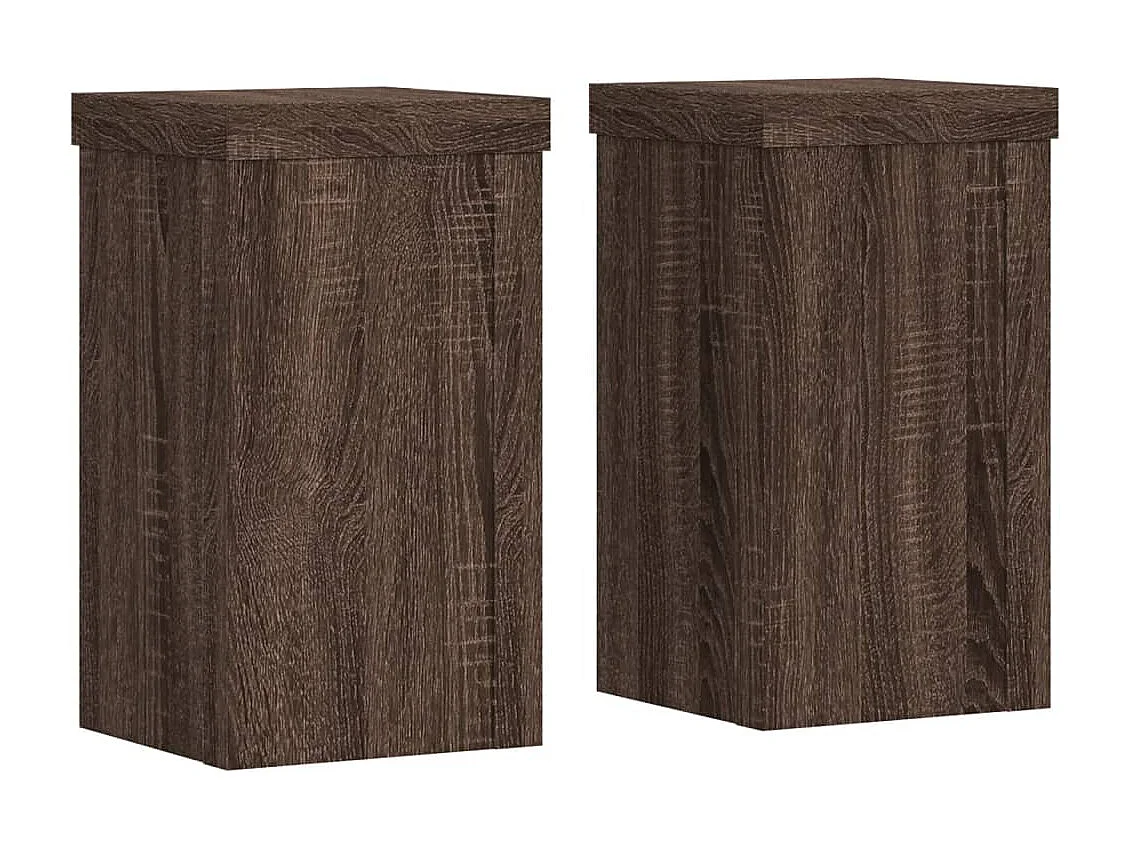Plantenstandaards 2 stuks eikenbruin bewerkt hout