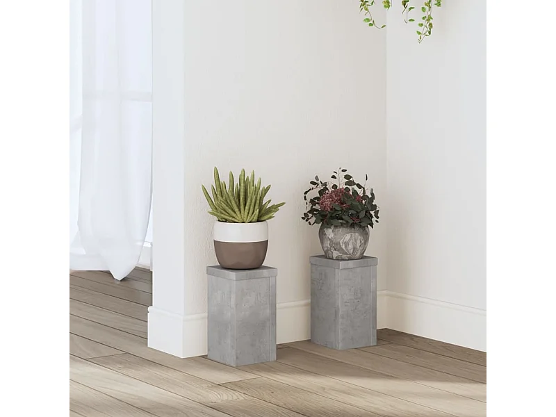 Supports pour plantes 2 pcs gris béton bois d'ingénierie
