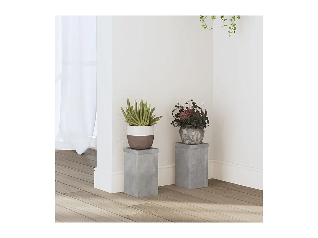 Supports pour plantes 2 pcs gris béton bois d'ingénierie