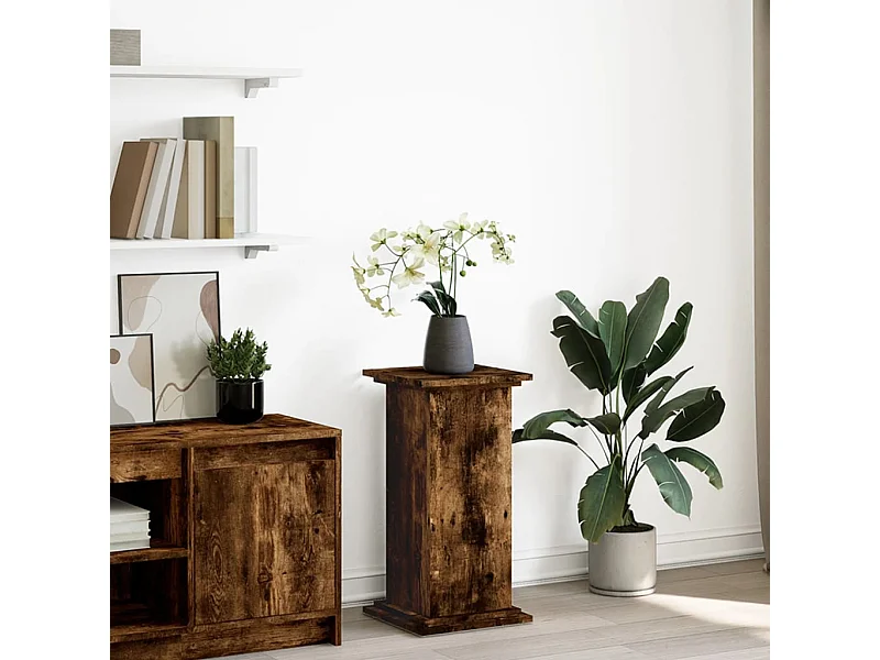 Piédestal avec rangement chêne fumé 31x30x60 cm bois ingénierie