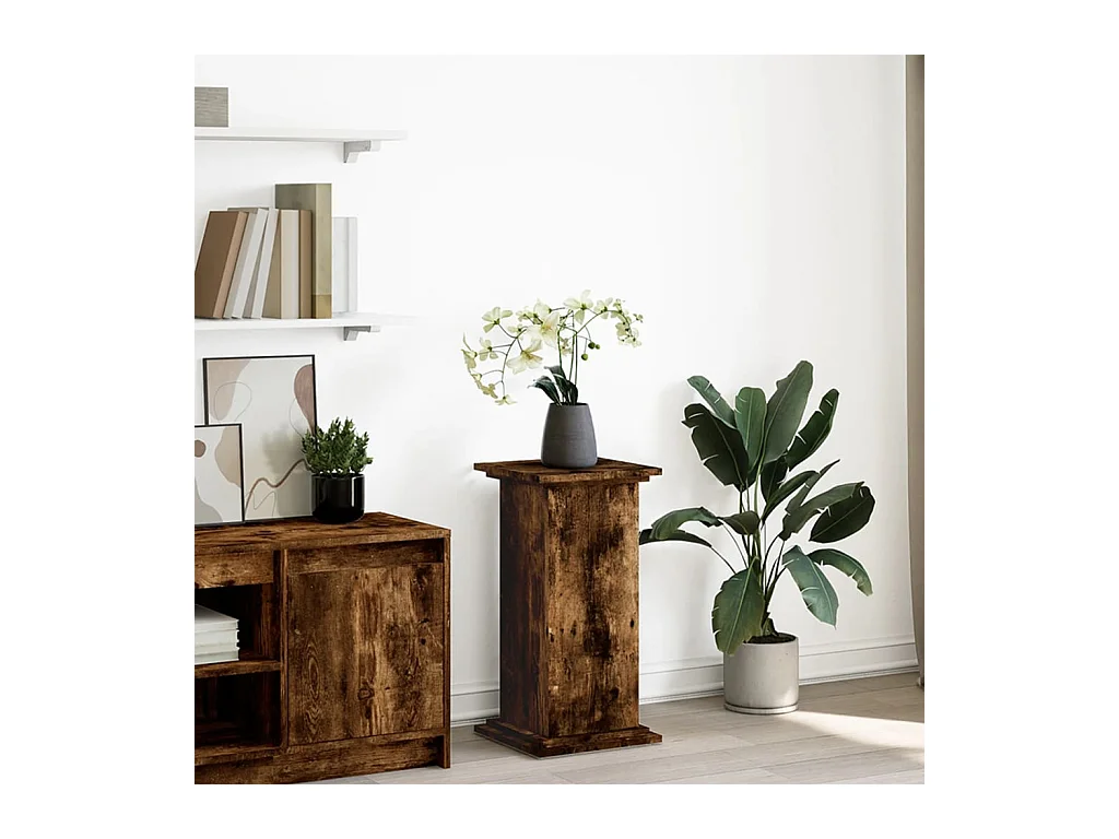 Piédestal avec rangement chêne fumé 31x30x60 cm bois ingénierie