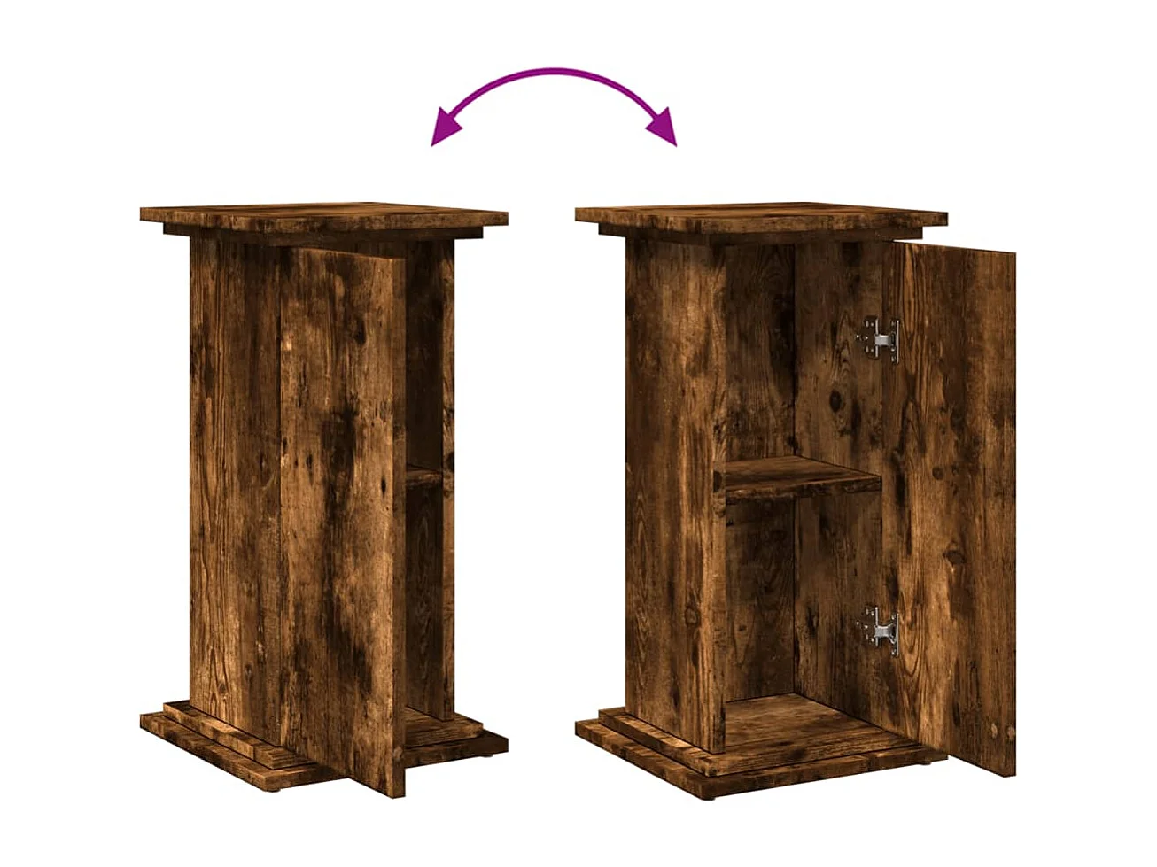 Piédestal avec rangement chêne fumé 31x30x60 cm bois ingénierie