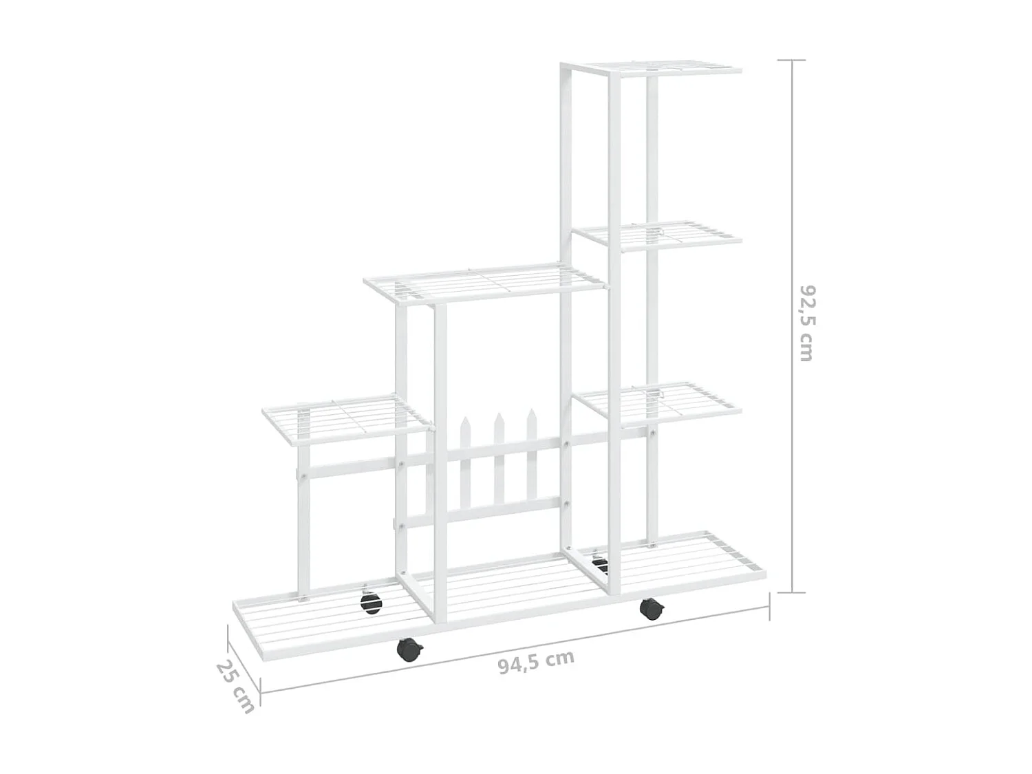 Soporte para plantas con ruedas 94,5x25x92,5 cm Metal blanco