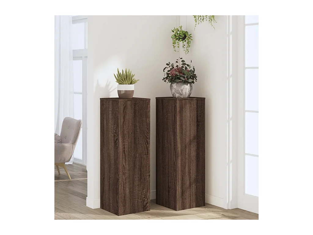 Plantenstandaards 2 stuks eikenbruin bewerkt hout