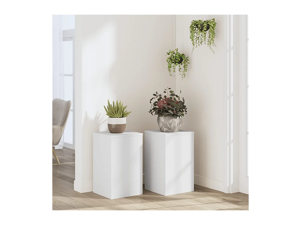 Plantenstandaards 2 stuks wit 30x30x50 cm bewerkt hout