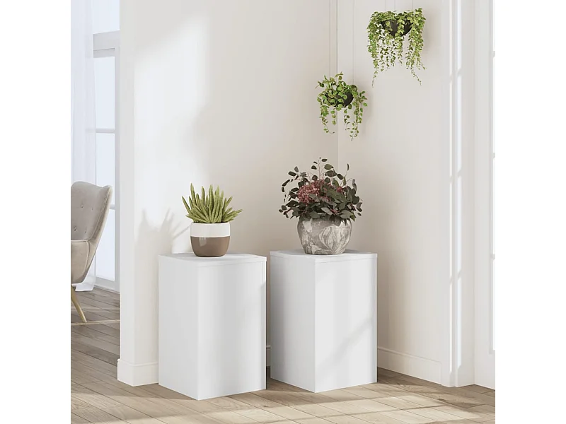 Supports pour plantes 2 pcs blanc 30x30x50 cm bois d'ingénierie