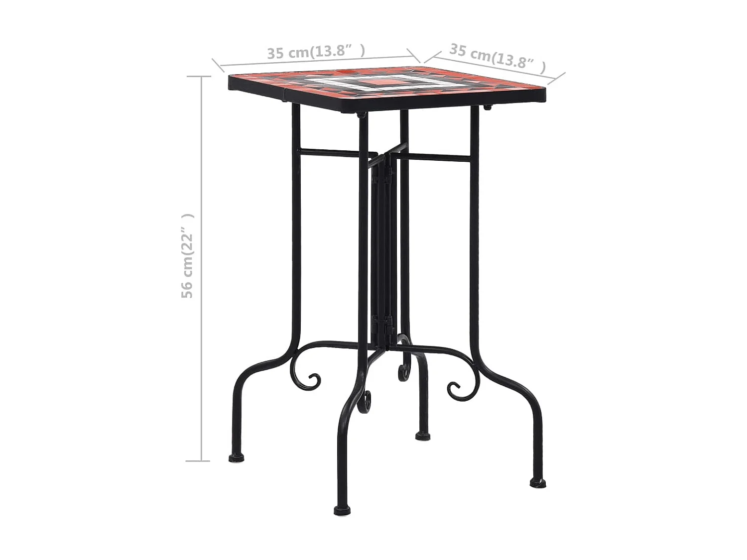 Bistrotafel van terrac en wit keramisch mozaïek