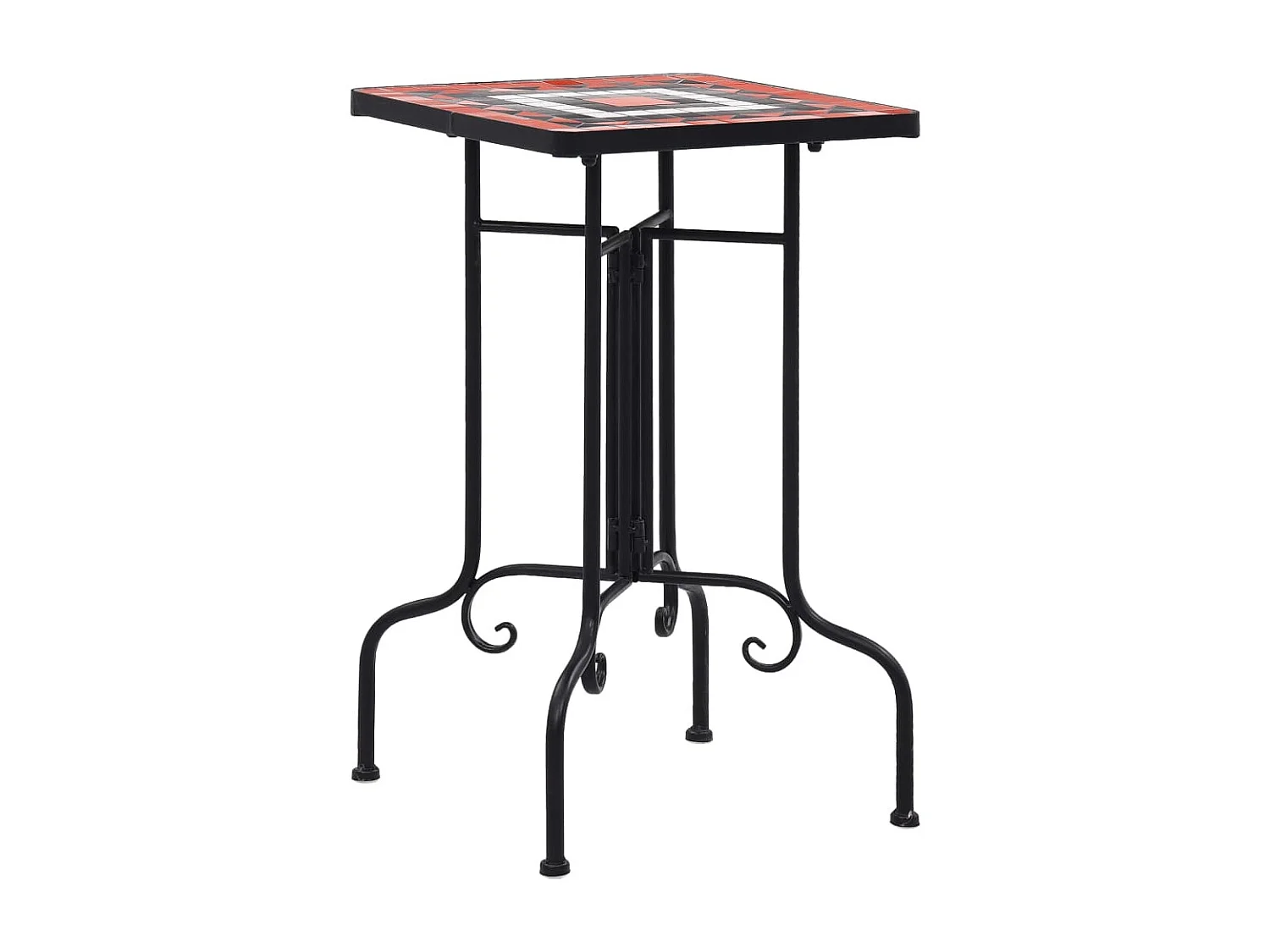 Table de bistro mosaïque Terre cuite et blanc Céramique