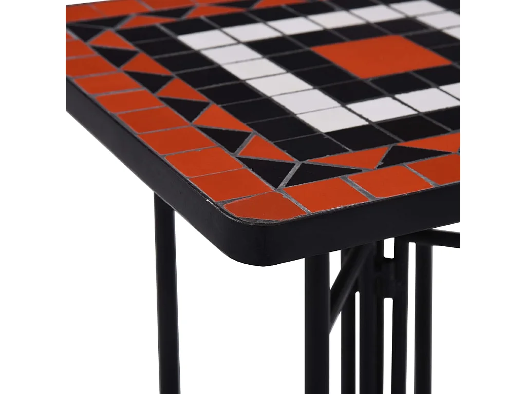 Table de bistro mosaïque Terre cuite et blanc Céramique